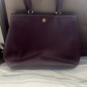 Classic Leather Tote Bag - Plum